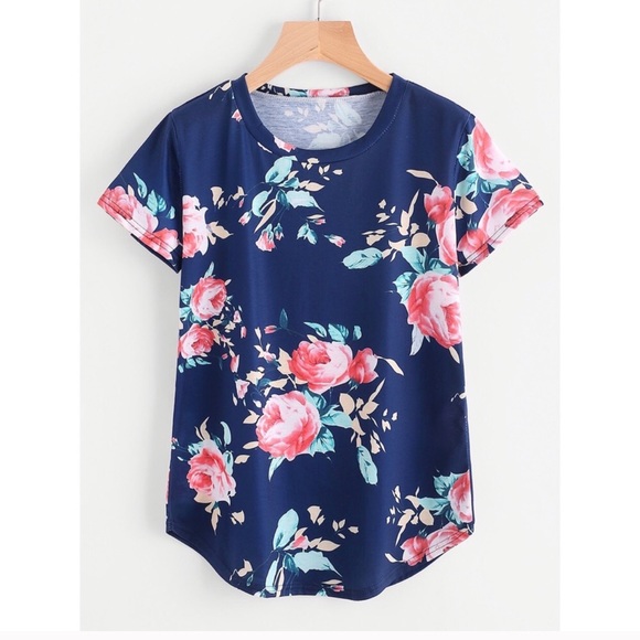 WILA Tops - WILA Floral Print Top Navy